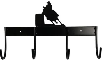 Outlet SHILOH STABLES TACK 4-Hook Flat Tack Rack with Barrel Horse Silhouette