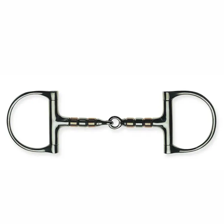 KHkvGdnL_0.webp Best PARTRADE Metalab Jointed with Copper Rollers D-ring Snaffle Bit Stainless Steel