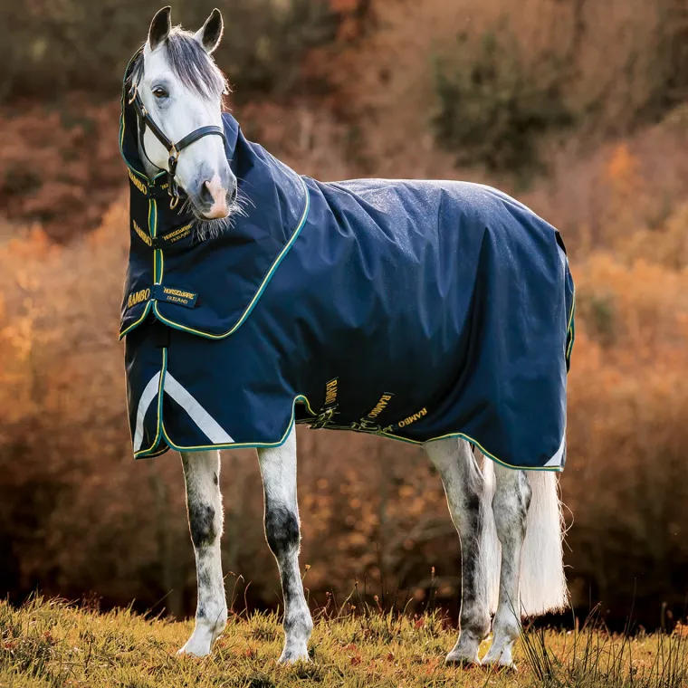 NWyMjOiy_0.webp Best HORSEWARE ® Ireland Rambo® Duo Force 2.0 Turnout Blanket Navy/Teal