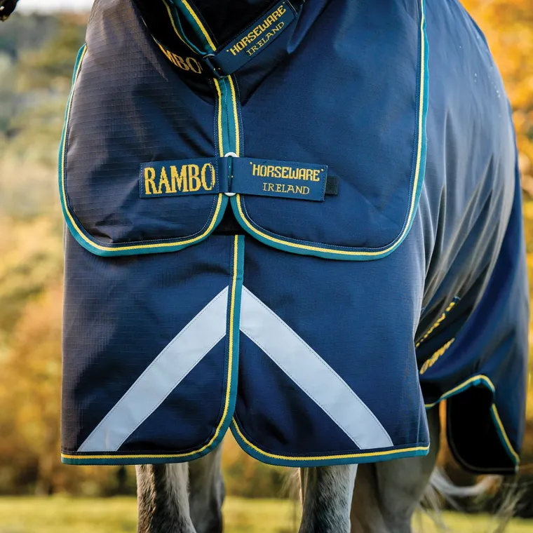 NWyMjOiy_2.webp Best HORSEWARE ® Ireland Rambo® Duo Force 2.0 Turnout Blanket Navy/Teal