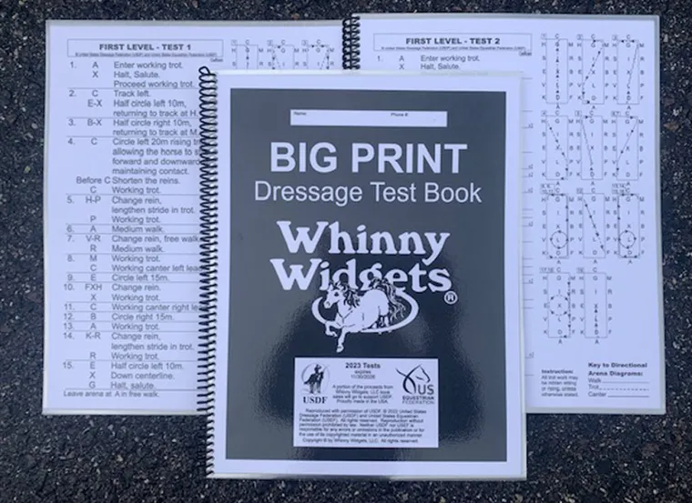 RsrZMqod_1.webp Outlet WHINNY WIDGETS ® Big Print Dressage Test Book (2023-2027)