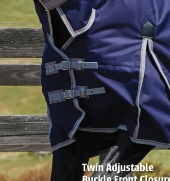 Hot WEATHERBEETA ® ComFiTec™ Essential Combo Neck Medium-Weight Turnout Blanket Navy/Silver/Red