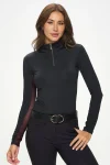 Online DANCING EQUESTRIAN Ladies’ Signature Mesh Long Sleeve Shirt Black/Merlot