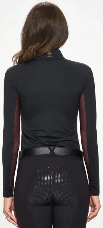 Online DANCING EQUESTRIAN Ladies’ Signature Mesh Long Sleeve Shirt Black/Merlot