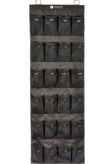 New EQUIFIT ® Essential Hanging 24-Pocket Horse Boot Organizer With ID Patches Black