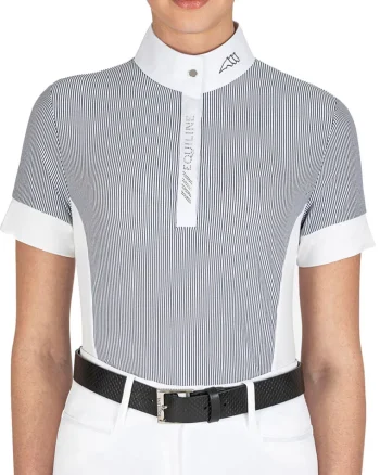 Outlet EQUILINE AMERICA Equiline Ladies’ Celic Short Sleeve Show Shirt White/Deep Blue