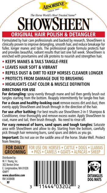 Fashion ANIMAL HEALTH INT Absorbine® ShowSheen® Hair Polish & Detangler
