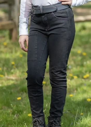Fashion FITS RIDING FITS® Girls’ Denim Tread Knee-Patch Breech Onyx