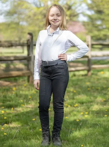 Fashion FITS RIDING FITS® Girls’ Denim Tread Knee-Patch Breech Onyx