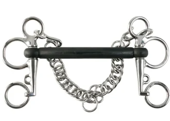Hot EQUINAVIA Horze Rubber Mullen Mouth Pelham Bit Black