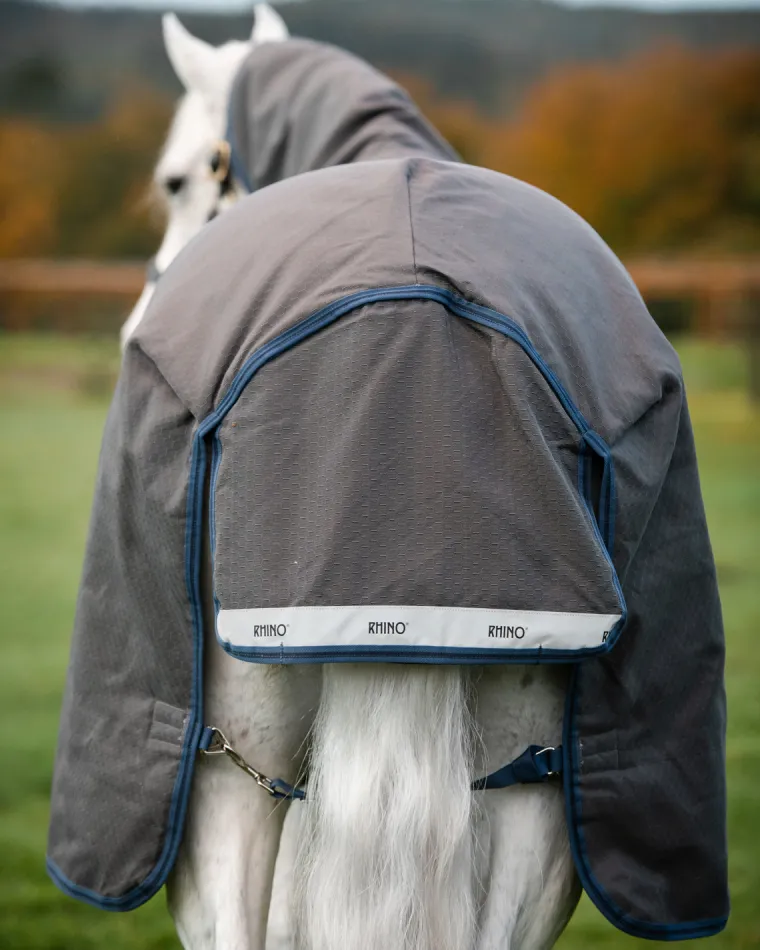 htSSnvFj_4.webp Best HORSEWARE ® Ireland Rhino® Plus HexStop Vari-Layer® 250 Gram Medium-Weight Turnout Blanket Grey/Indigo/Navy