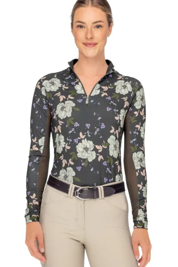 New KASTEL DENMARK Ladies’ Gigi Quarter-Zip Long-Sleeve Shirt Slate Garden Rose