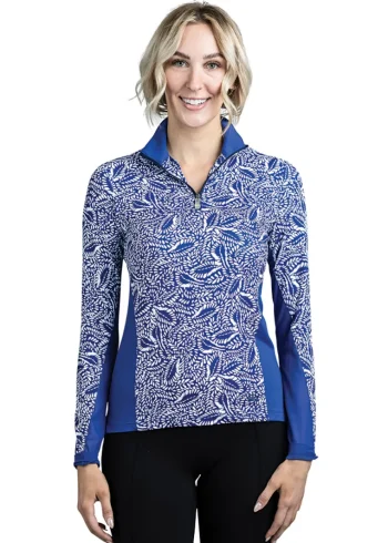 Sale KASTEL DENMARK Ladies’ Jill Long Sleeve Shirt Blue Leaves