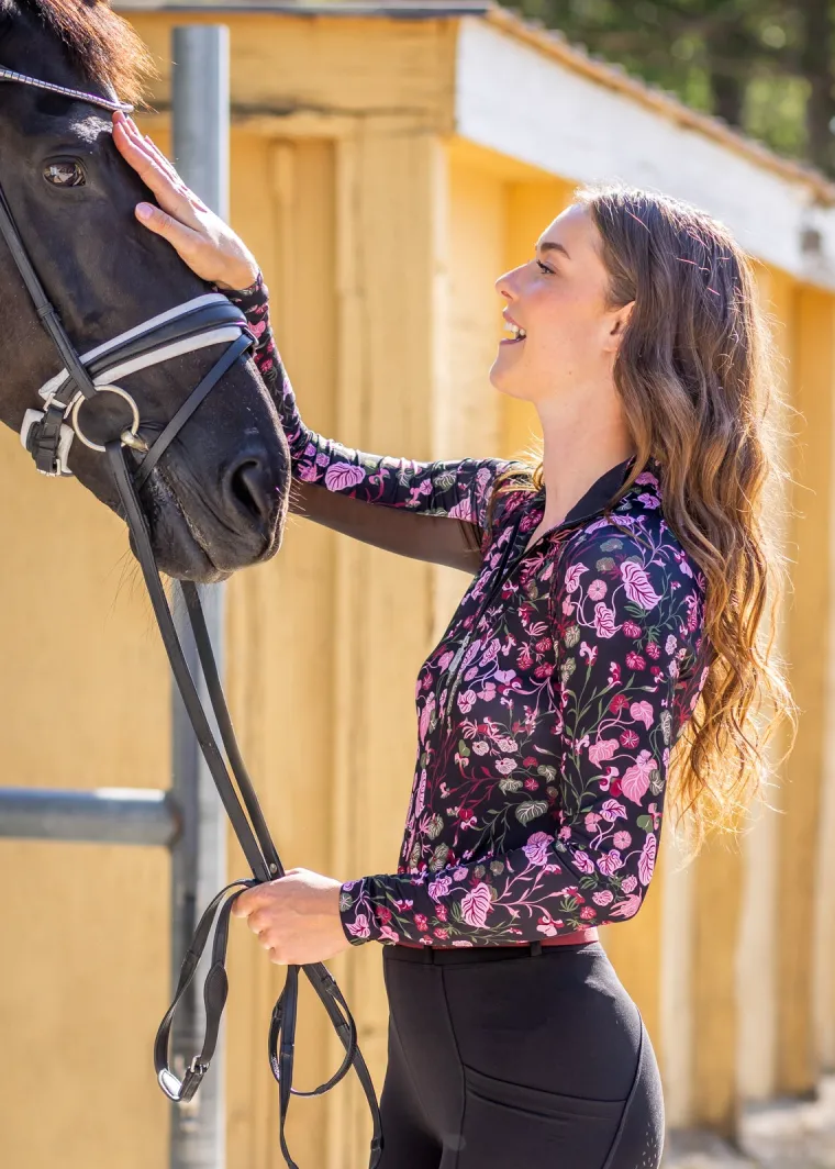 kastel-denmark-ladies-quarter-fTvIkhjc-4.webp Discount KASTEL DENMARK Ladies’ Quarter-Zip Modern Begonias Long-Sleeve Shirt - "Briar" Black