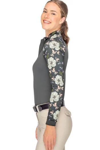 Online KASTEL DENMARK Ladies’ Sondra Quarter-Zip Long-Sleeve Raglan Shirt Slate Garden Rose