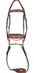 Outlet JPC EQUESTRIAN Laureate By Henri De Rivel Fancy-Stitched Bridle With Wide Caveson & Laced Reins Oakbark