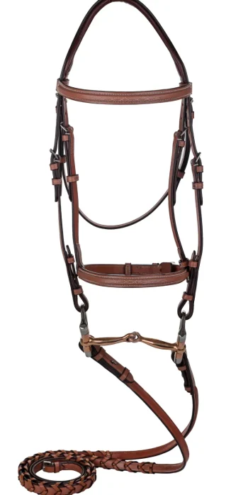 Clearance JPC EQUESTRIAN Laureate By Henri De Rivel Raised Fancy-Stitched Bridle With Laced Reins Oakbark