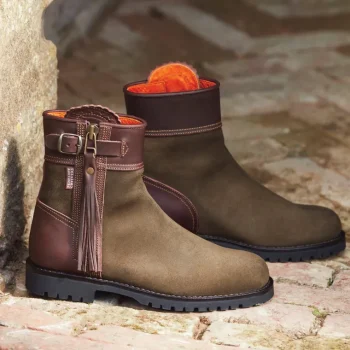 New PENELOPE CHILVERS  Ladies’ Inclement Cropped Tassel Boots Seaweed/Conker