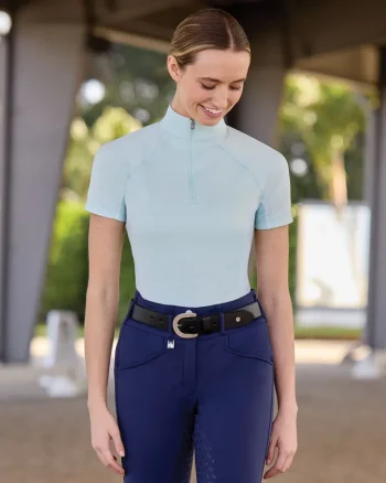 New ERS Romfh® Ladies’ Quarter-Zip Short Sleeve Sun Shirt Oasis Sky