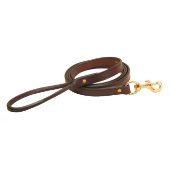 Best TORY LEATHER Flat Creased Leather Dog Leash with Rolled Leather Handle