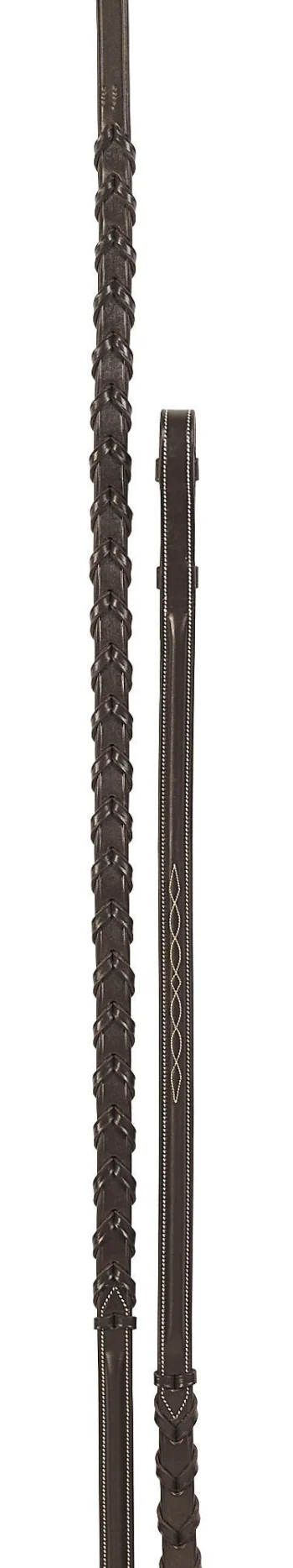 Outlet SCHOCKEMOEHLE N.A. Schockemöhle Hunter Fancy-Stitched Laced Reins Espresso/Silver