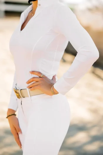 Hot TKEQ THE SHOP TKEQ Skylar Long Sleeve Competition Shirt White