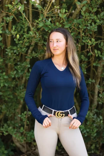 New TKEQ THE SHOP TKEQ Ladies’ Kennedy Seamless V-Neck Long Sleeve Shirt 2.0 Classic Navy