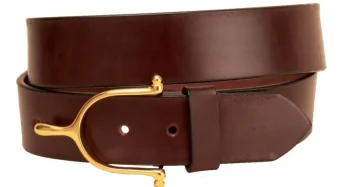 New TORY LEATHER 1 1/2" Belt With Solid Brass Spur Buckle