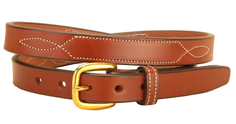 tory-leather-34-belt-with-stit-zQYUqOvm-0.webp Sale TORY LEATHER 3/4" Belt With Stitched Patterns & Brass Buckle