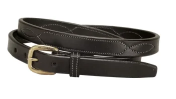 Sale TORY LEATHER 3/4" Belt With Stitched Patterns & Brass Buckle