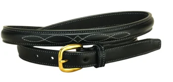 New TORY LEATHER 3/4" Fancy-Stitched Belt With Brass Buckle