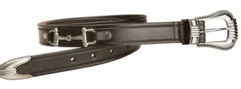 Best TORY LEATHER Belt With Bits And Silver-Colored Three-Piece Buckle Set Black