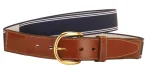 Discount TORY LEATHER Striped Elastic And Leather Belt