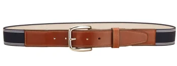 Discount TORY LEATHER Striped Elastic And Leather Belt